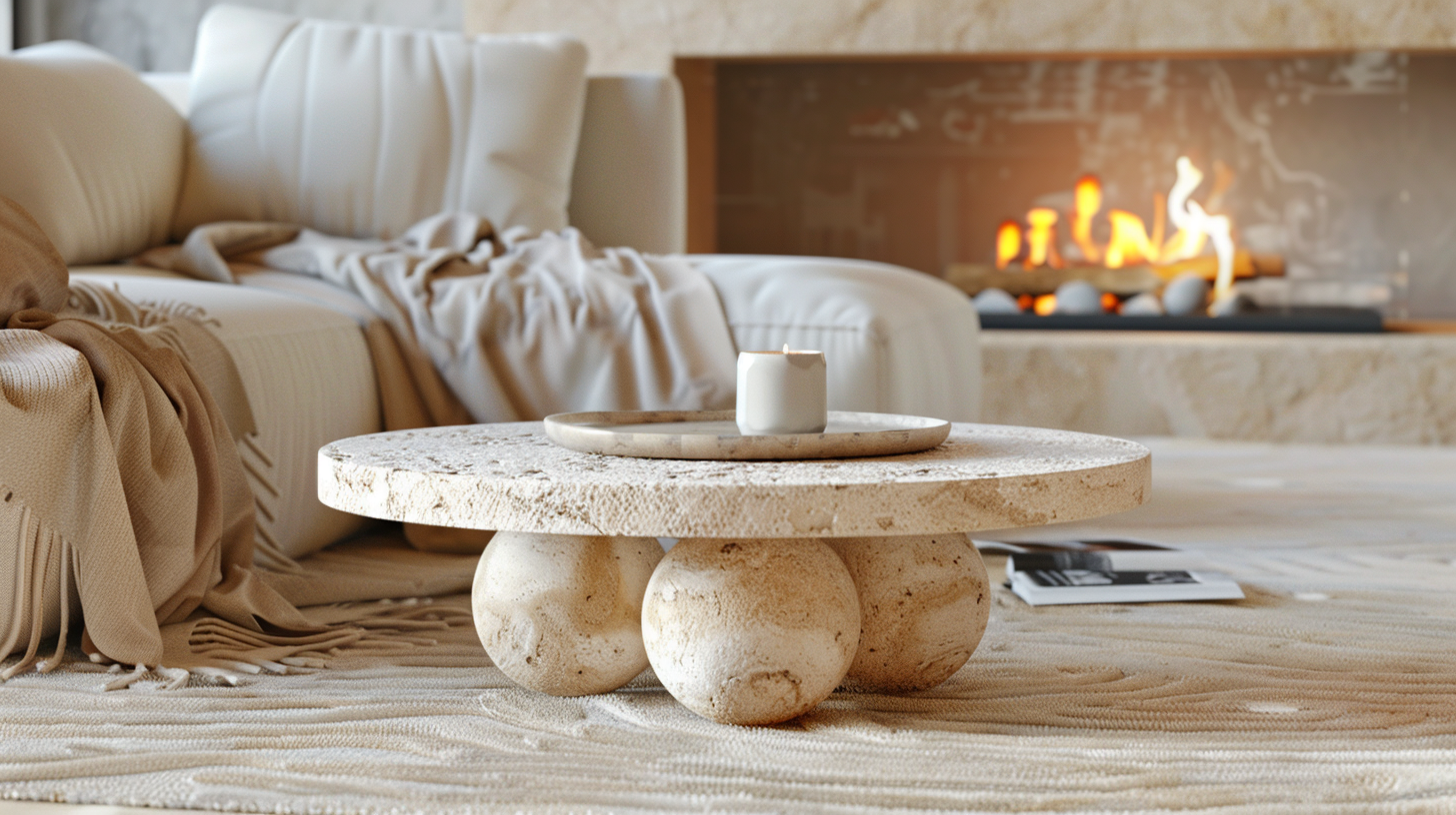 Travertine Coffee table im Wohnzimmer